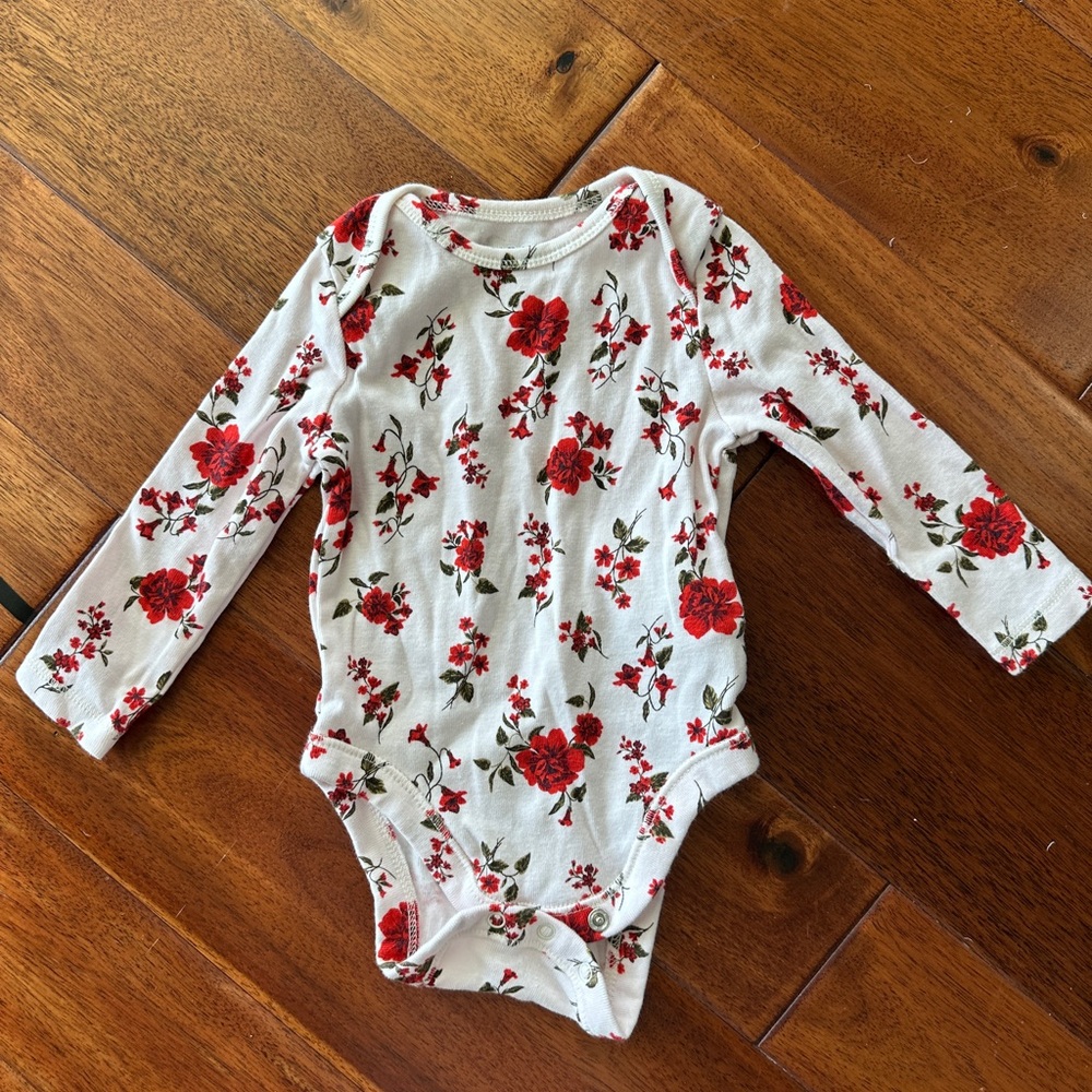 Old Navy Red Floral Kids Bodysuit